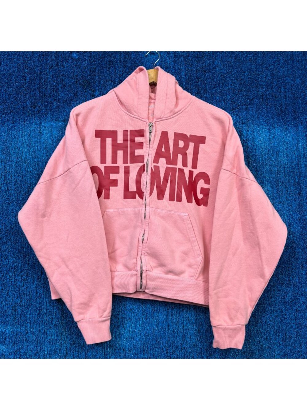 Olivia Dean The Art Of Living Pink Zip-Up Cropped Hoodie Size Medium